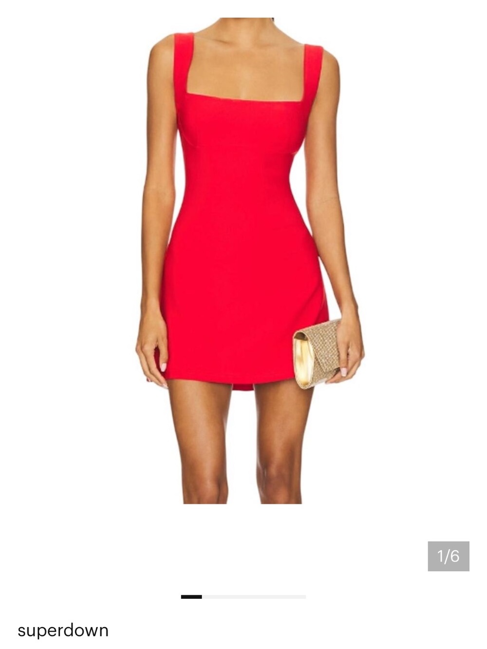 superdown aneira Bold Red Square Neck Mini Dress